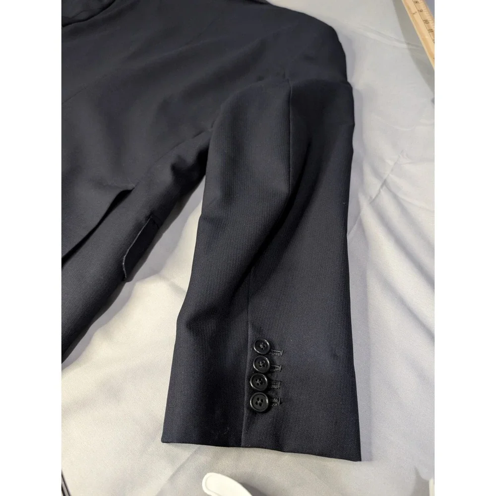 Vtg Bespoke Hong Kong Tailored Navy Blazer A. Man Hing Cheong Custom‎ Lined 42R